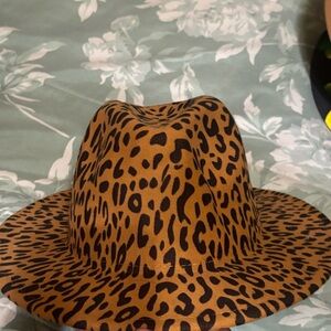 Leopard Print Wide Brim Hat